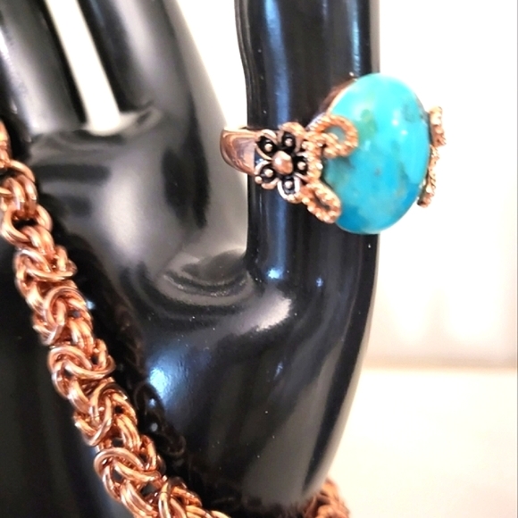 RARE! PC Timna Collection Turquoise & Copper Jewelry Set - Ring Size 8 - Picture 6 of 9